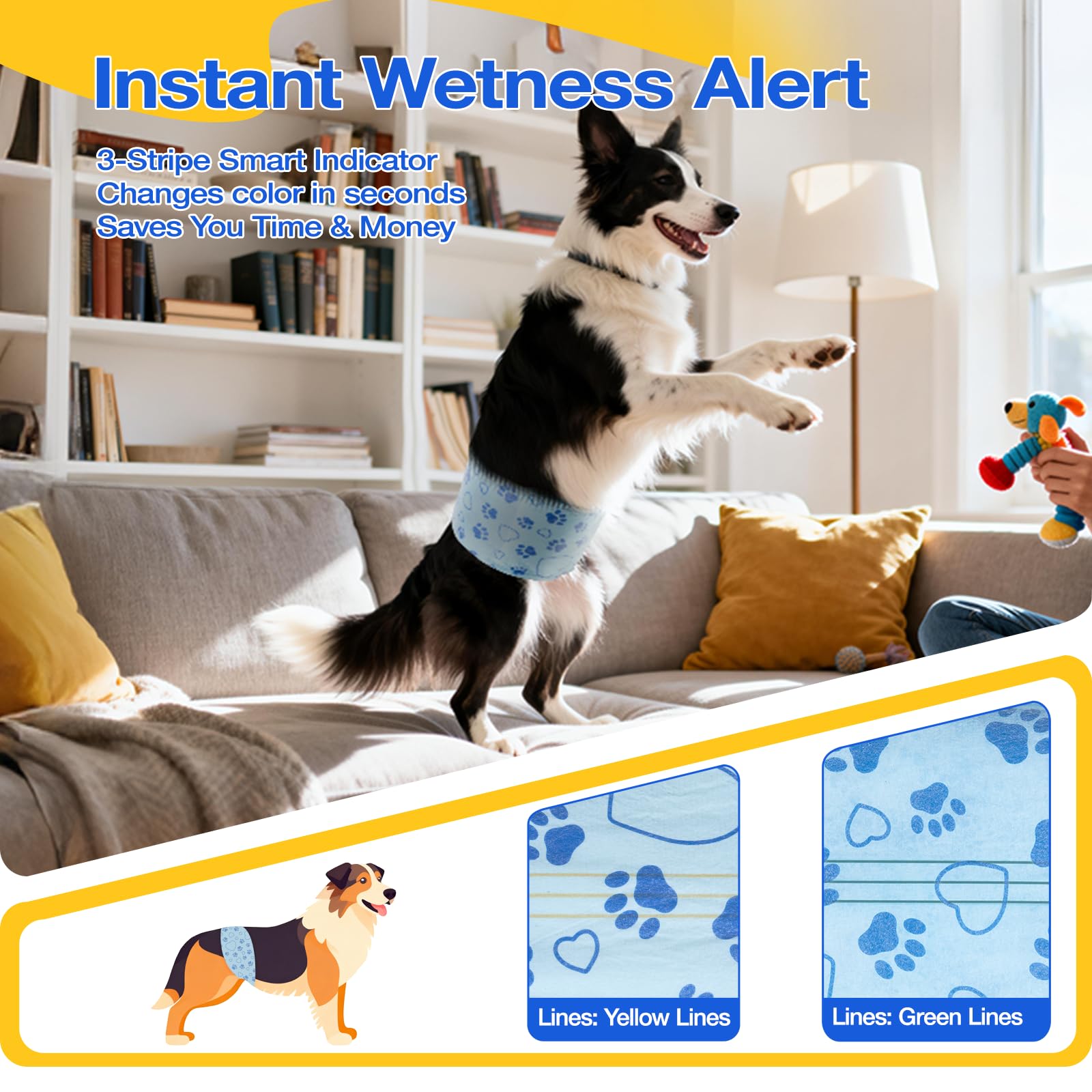 Flying Paws Pannolini per Cani, L-26 Pezzi Assorbenti con Indicatore di Umido, Protezione Antifughe, Ideale per Incontinenza, Viaggi e Addestramento