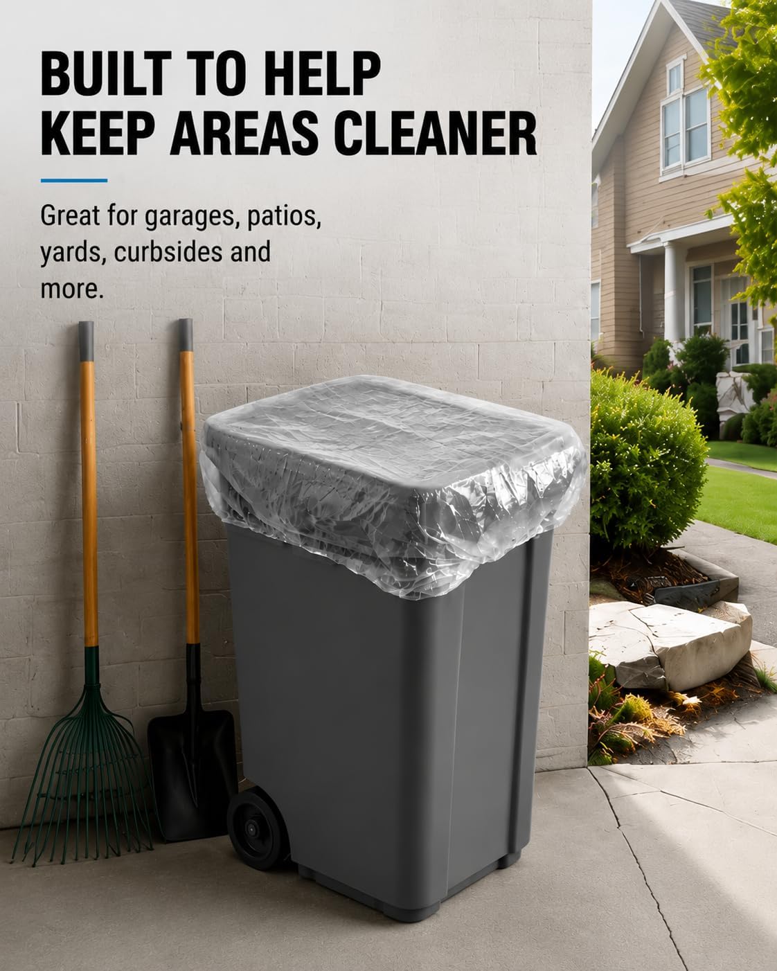 20pcs Disposable Trash Can Lid Cover, Trash can covers outdoor | Rain/Odor Barrierunder 27 inches for outdoor bins, garages, yards, kitchens, patios and curbside trash cans