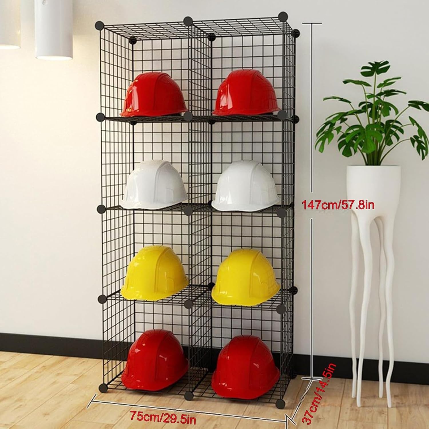 Metal Helmet Organizer Rack - 2/3/4/5/6 Tier Display Stand for Baseball Caps, Hard Hats, Cowboy Hats & Shoes - Commercial Storage Shelves (75X37X147cm)