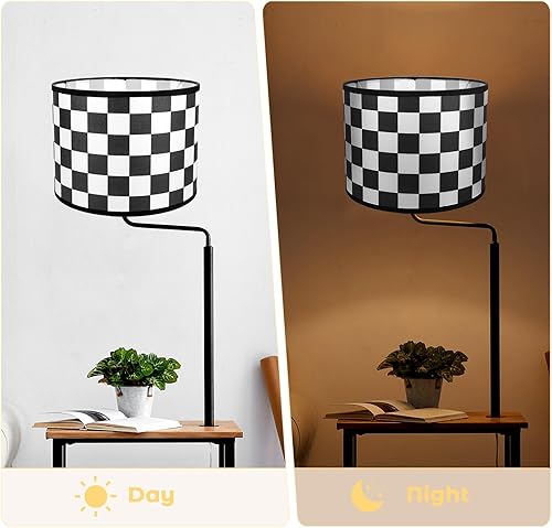 Miniatura 6 de Veemoon Pantalla de lámpara de tambor de lino, hecha a mano, pantalla retro mediana para habitación, sala de estar, decoración de oficina, pantalla