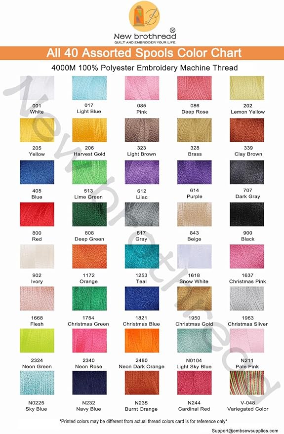 New brothreads - 42 Bobinas Hilo Poliéster Bordado 4000M miniatura 3