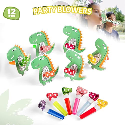 Miniatura 4 de Suministros para fiestas de cumpleaños de dinosaurios (98 piezas), bolsas de golosinas de dinosaurios, bolsas de golosinas, bolsas de regalo con