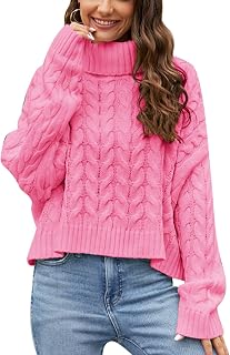 Suéter Torcido con Cuello Redondo para Mujer, Suéter Torcido con Hombros Caídos, Color, Cálido para el Invierno para Mujer (M)