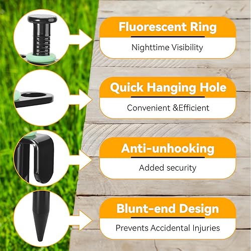 Miniatura 3 de ZOUTOG - Juego de 20 estacas de metal para tienda de campaña de 12 pulgadas con cuerdas de 8 x 10 pies y bolsas de almacenamiento, clavijas