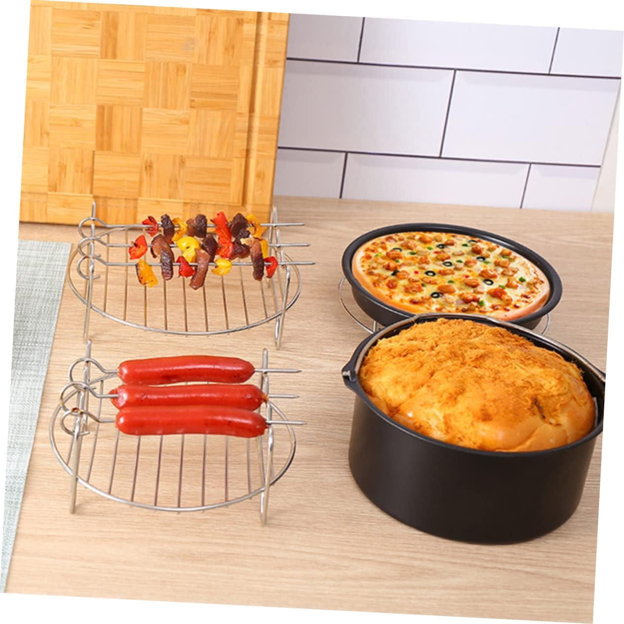 5pcs Air Fryer Accessories Pizza Pan Baking Tools Food Grade for Baking Cakes Cooking Easy to Clean Kitchen Supplies