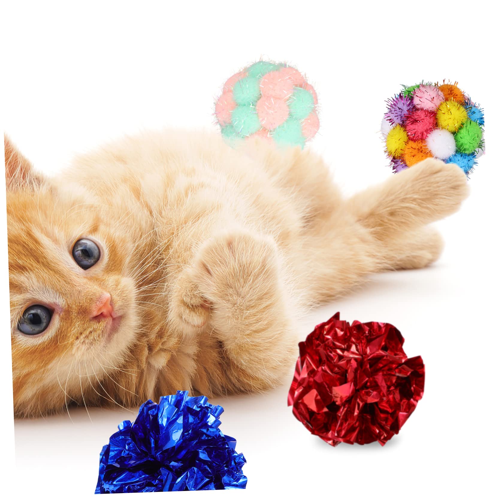 SUPVOX 100piezas Interactivas De Gato De Bolas De Crinkle Coloridas con De Felpa para Diversión Interiores Juguetes para Gatos y Gatitos Estimula El Ejercicio y Combate El Aburrimiento