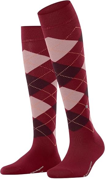 Burlington Women's Marylebone Knee-High Socks Breathable Climate-Regulating Odour-Neutralising Wool With Flat Seam Pressure-Free Toe Argyle Pattern ONE-SIZE-FITS-ALL gift idea 1 Pair