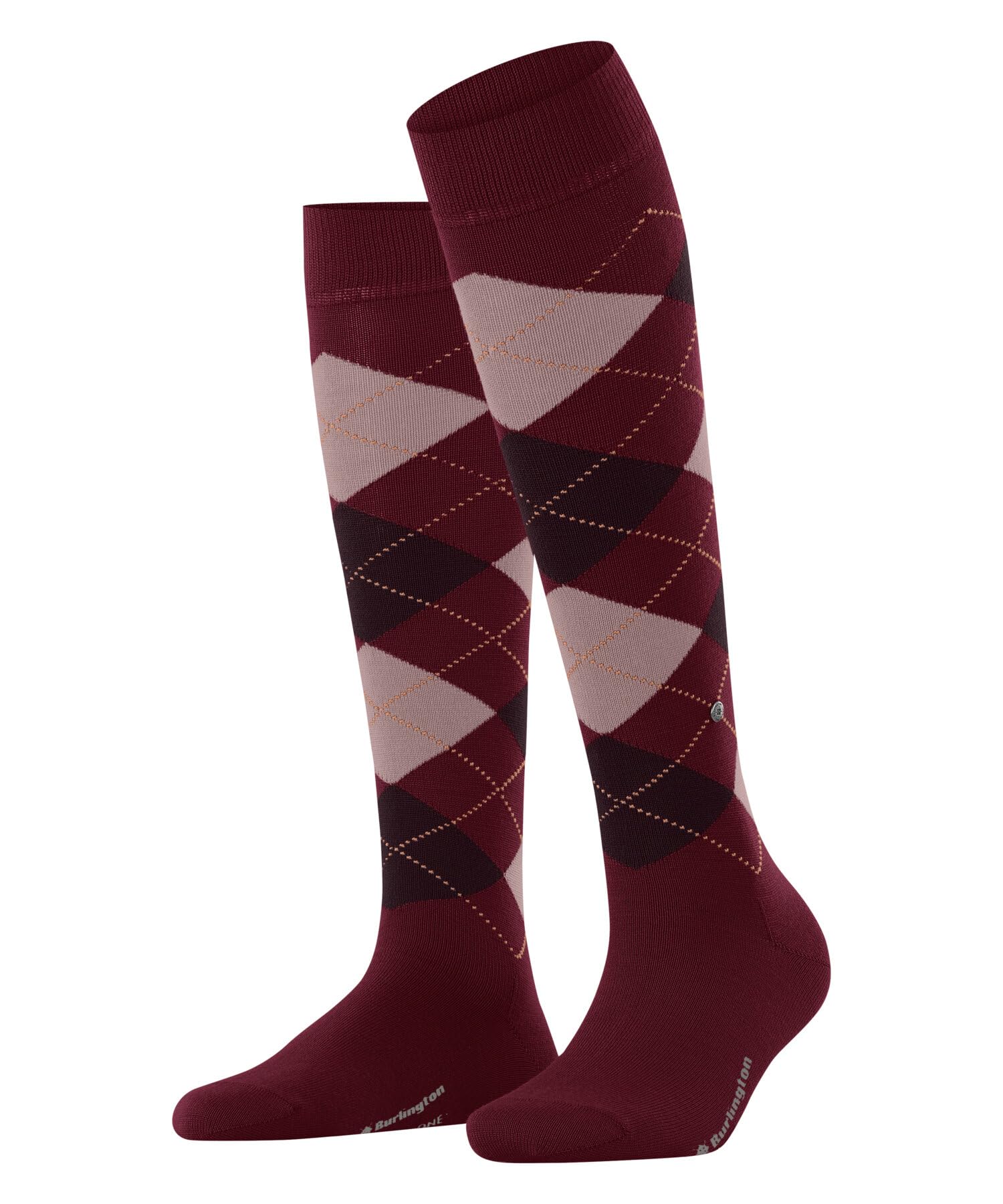 Burlington Women's Marylebone W Kh Wool Long Patterned 1 Pair Knee-High Socks, Red Cranberry 8033, 3.5-7