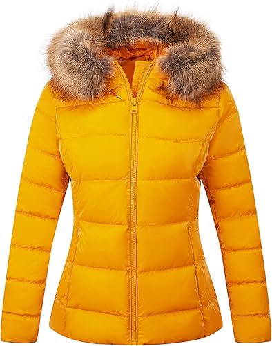 Miniatura 6 de Bellivera Chaqueta acolchada ligera para mujer, abrigos de invierno para mujer, abrigo acolchado de burbujas con capucha y cuello de piel sintética