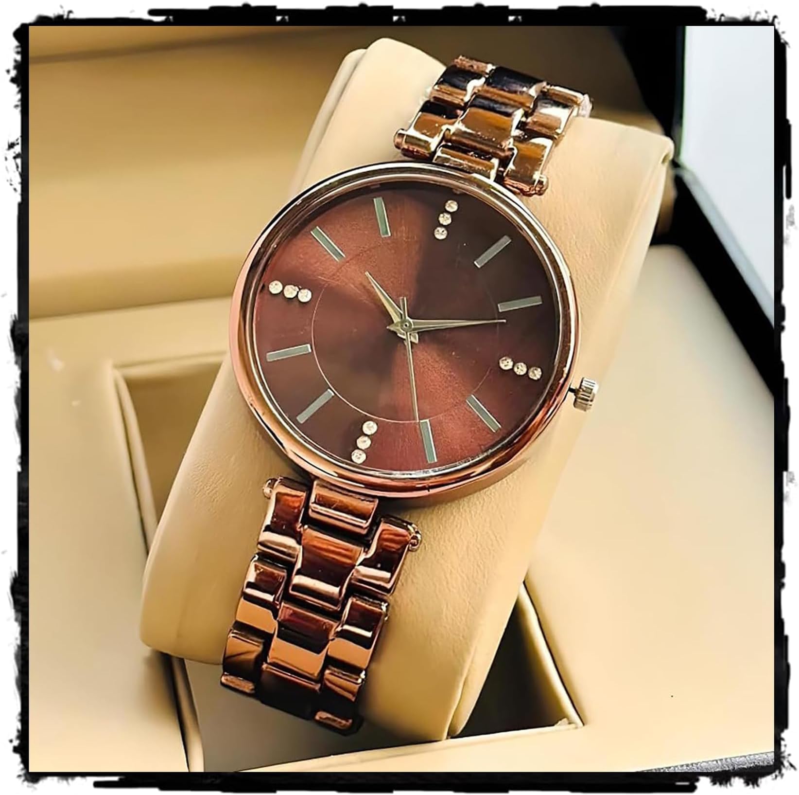 styledose Women Analogue Wrist Watches for Women's & Girls&Miss&Ladies Diamond Studded Dial Rosegold Colored Stylish Bracelet Strap