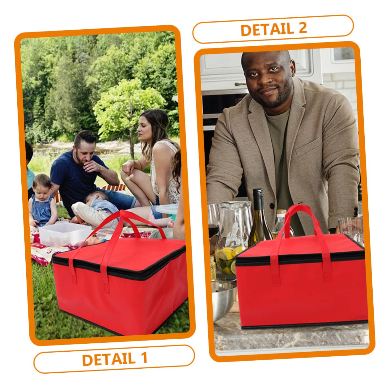 LALADEFIEE Food Bag Insulated Reusable Thermal Pizza Bag for Restaurant Beach Shopping