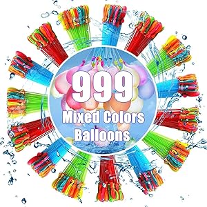 999 PCS Summer Fun Water Balloons for Kids Adults Quick Fill Water Balloons Set Summer Splash Party Easy Quick Fun Outdoor Backyard for Swimming Pool A11