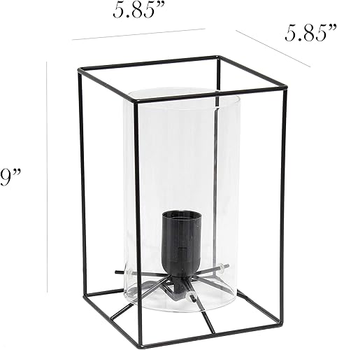 Miniatura 10 de Elegant Designs LT2069-WHT Lámpara de mesa pequeña de vidrio y metal, color blanco y transparente