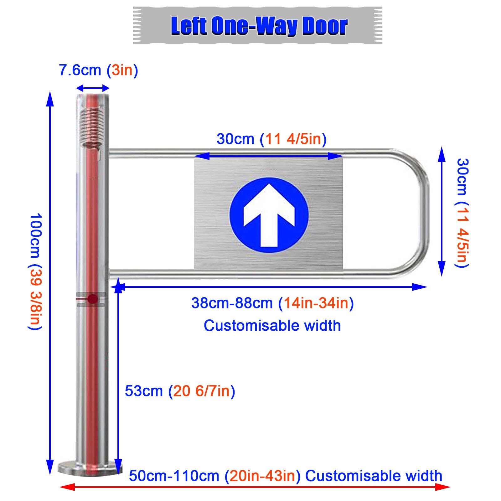 HDYZJQ Automatic Swing Gate One-Way Door, Stainless Steel Entrance and Exit Device Pedestrian Gate, Only be Pushed in But Not Out, Spring-Loaded Safety Access Door(Left-WxH,32x39in)