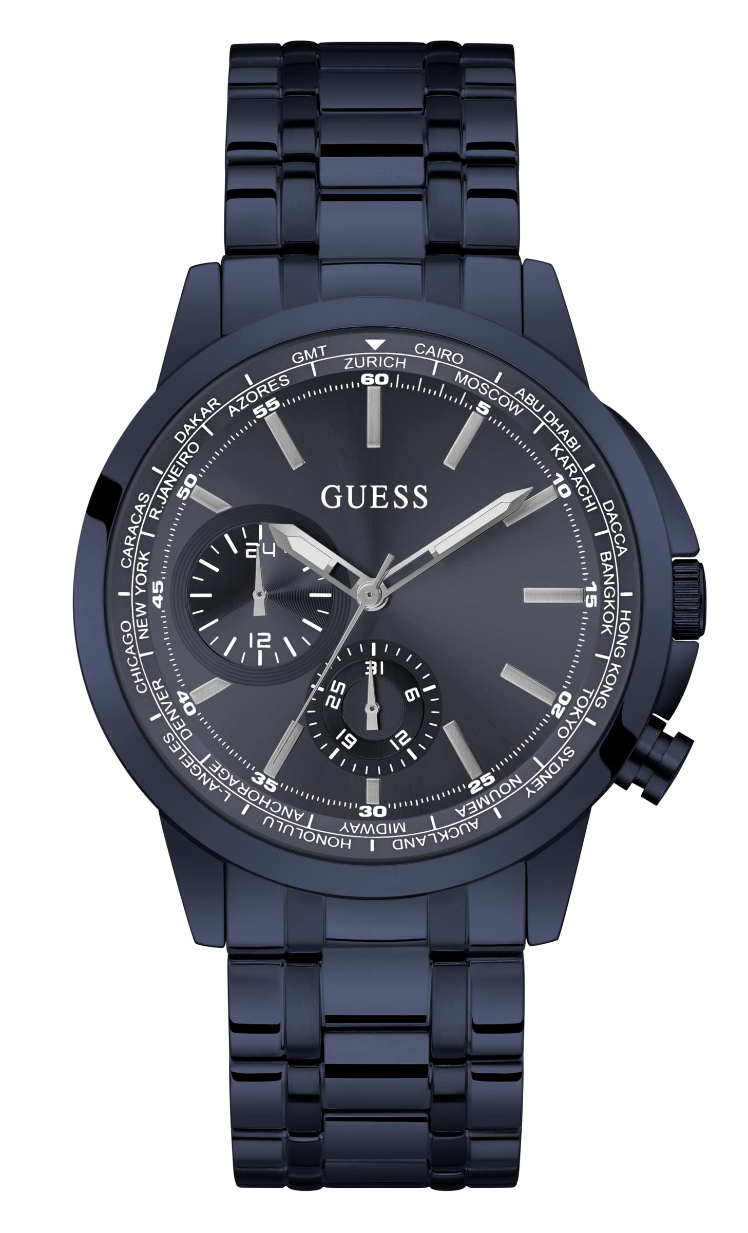 Guess SPEC Collection Multi-Function Mens Analog Navy Dial Coloured Quartz Watch, Round Dial with 44 mm Case Width - GW0490G4 (B0B5F4LTWN) Amazon Price History, Amazon Price Tracker