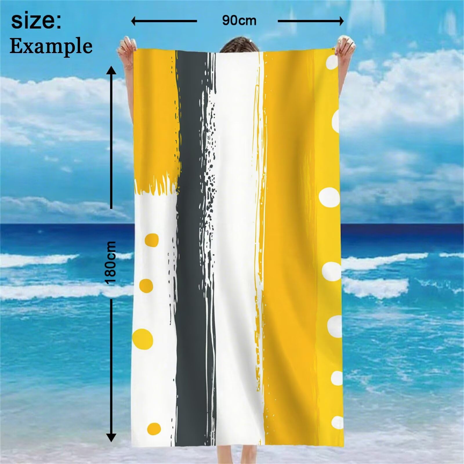 Toalla Microfibra Grande 90x200cm Toalla Playa Amarillo Toallas de Playa Secado Rapido, Toallas Bano con Bolsa, Beach Towel Geometría Antiarena Ligeras para Piscina Viaje Yoga Gimnasio Deportes VQ-860