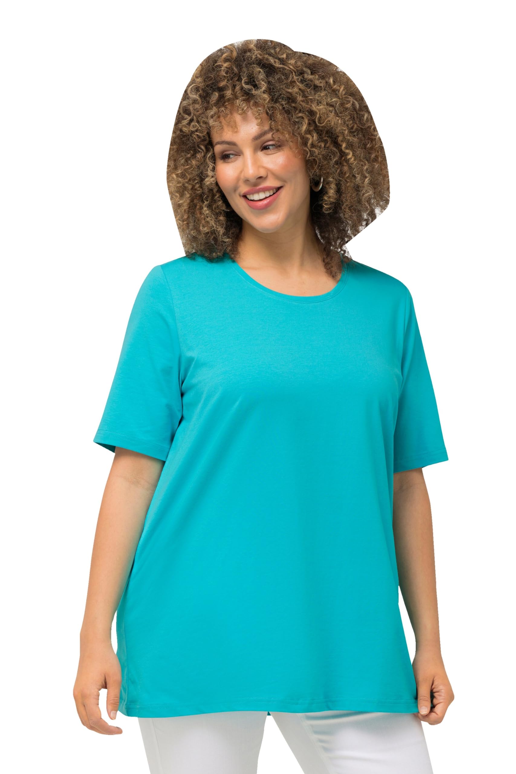 Ulla Popken Women's A-Line Crew Neck Half Sleeve T-Shirt Theodore River 22/24