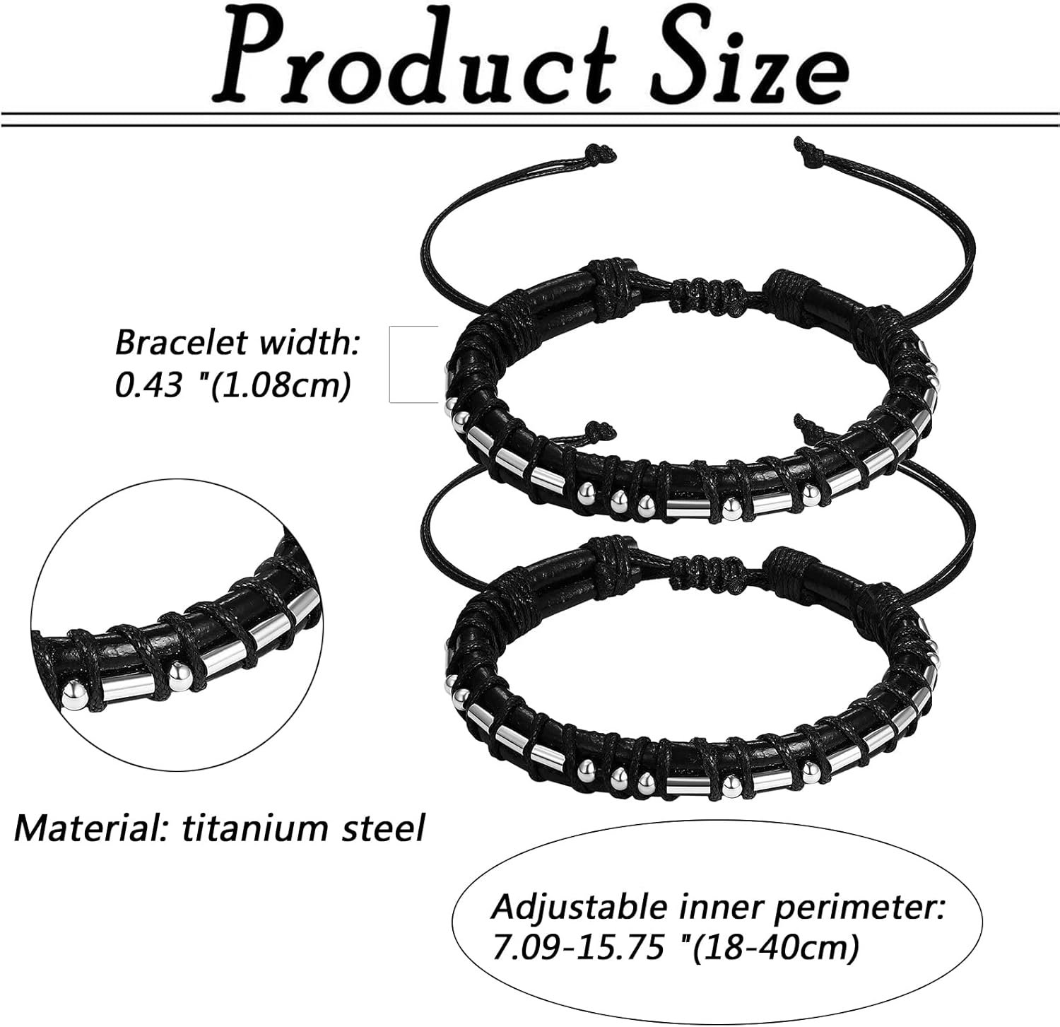 2PCS Morse Code I LOVE YOU Leather Rope Cuff Bracelets for Men Women, His and Hers Leather Adjustable Couple Bracelets - Image 7