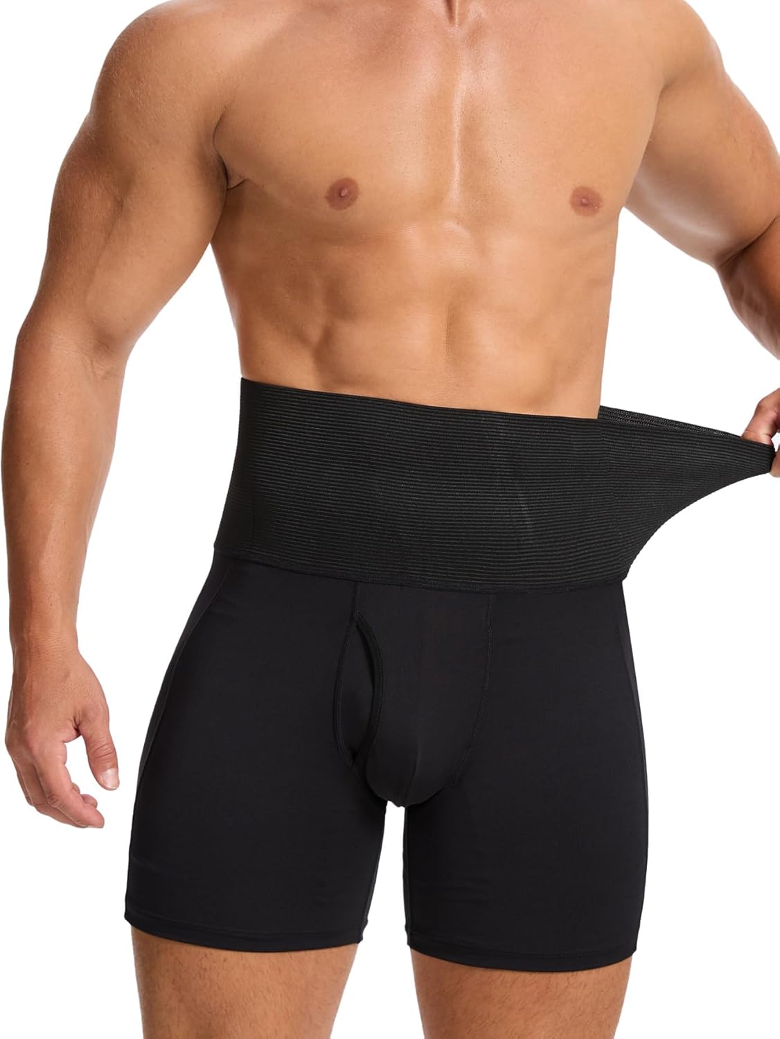 Shapewear Shorts for Men Tummy Control Shorts Slimming Long Leg Compression Boxer Briefs - Image 3