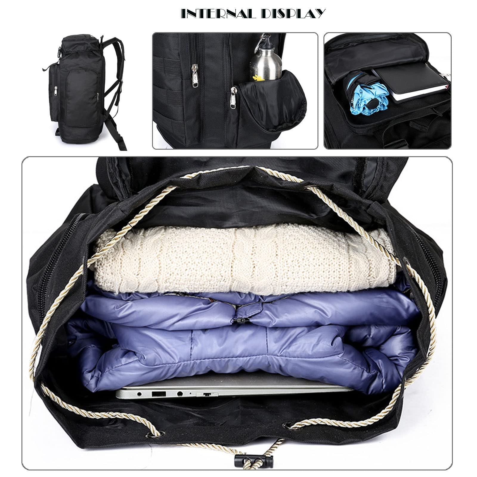 LZQpearl Zaino Tattico Militare da 70 Litri, Zaino da Viaggio Extra Large da Trekking/Campeggio, Zaino da Assalto dell'Esercito Zaino per Escursioni All'aperto, Campeggio, Trekking, Caccia