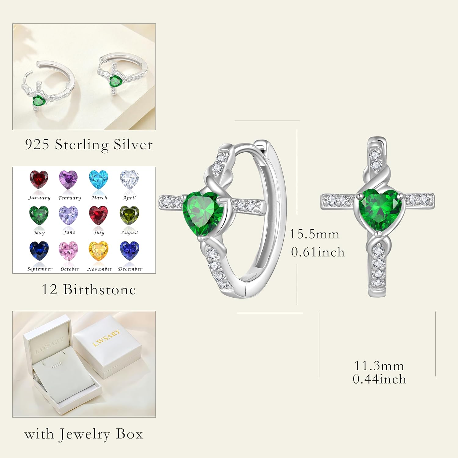 Infinity Cross Hoop Earrings 925 Sterling Silver Crucifix Christian Religious Huggie Earrings Birthstone Jewelry for Women - Image 6