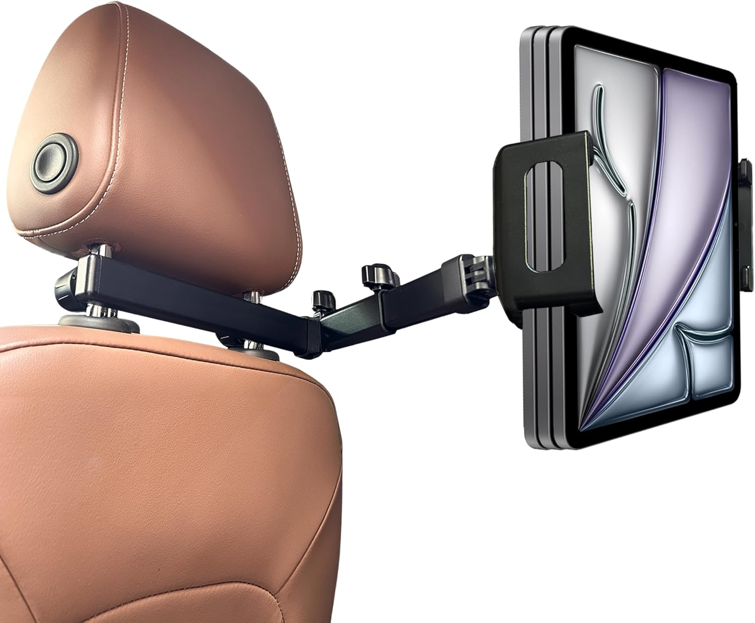 2026 Tablet Holder for Car Headrest 2 Pack [3 in 1 Sturdy Upgrade Extension Arm] 360° Rotating Adjustable for iPad/Phone Headrest Mount, for Most Tablets/Phones, Fit Larger Tablet - Black