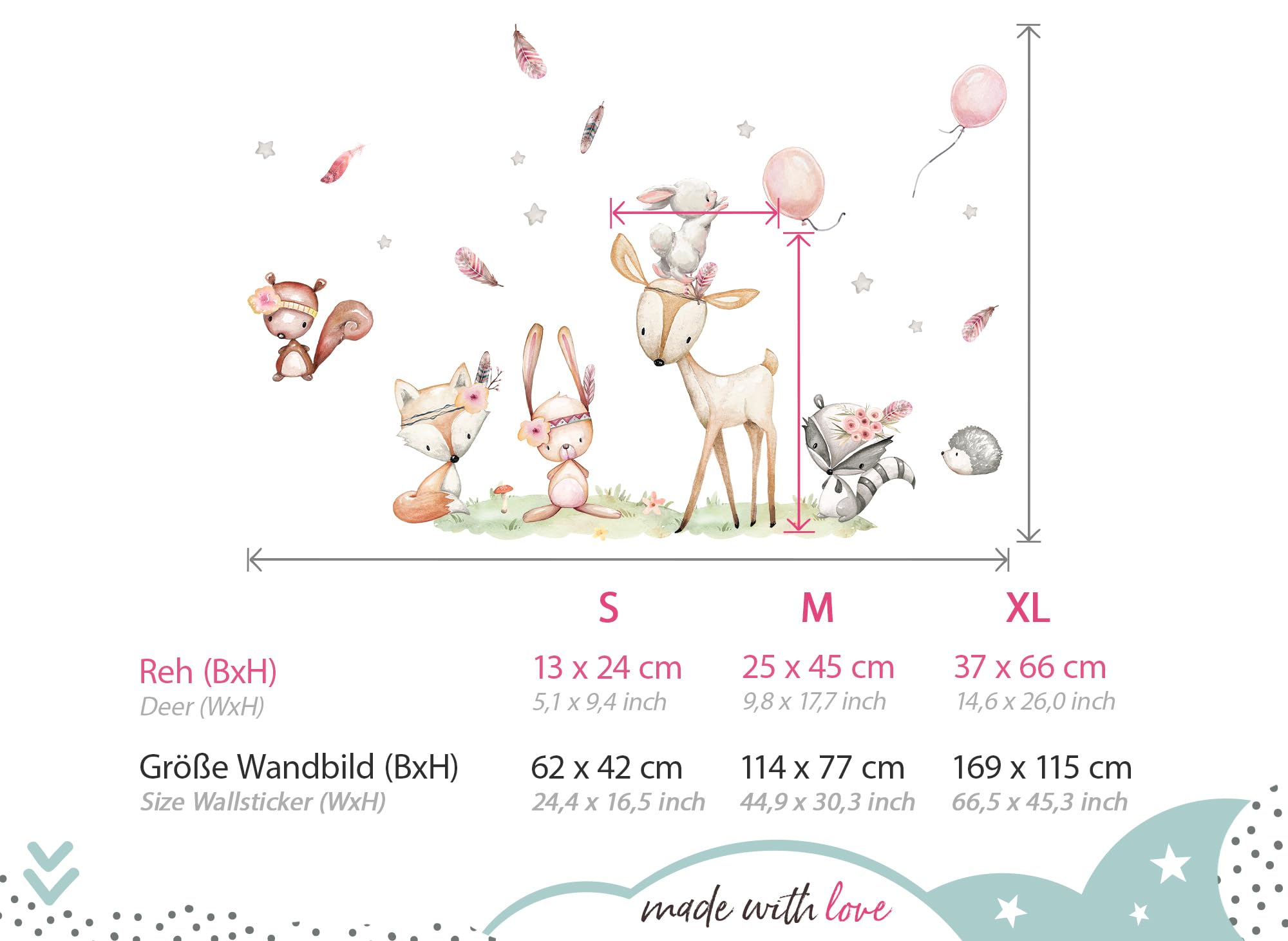 Little Deco Tatuaż ścienny zwierzęta leśne REH lis DL5070 XL
