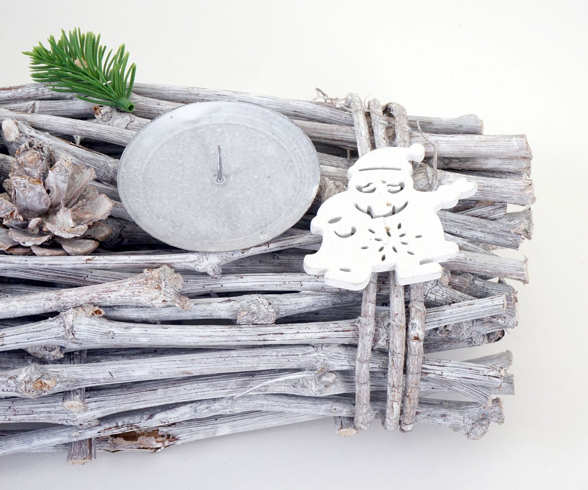 Mendler Adventskranz-AM länglich - mit Kerzen, rot