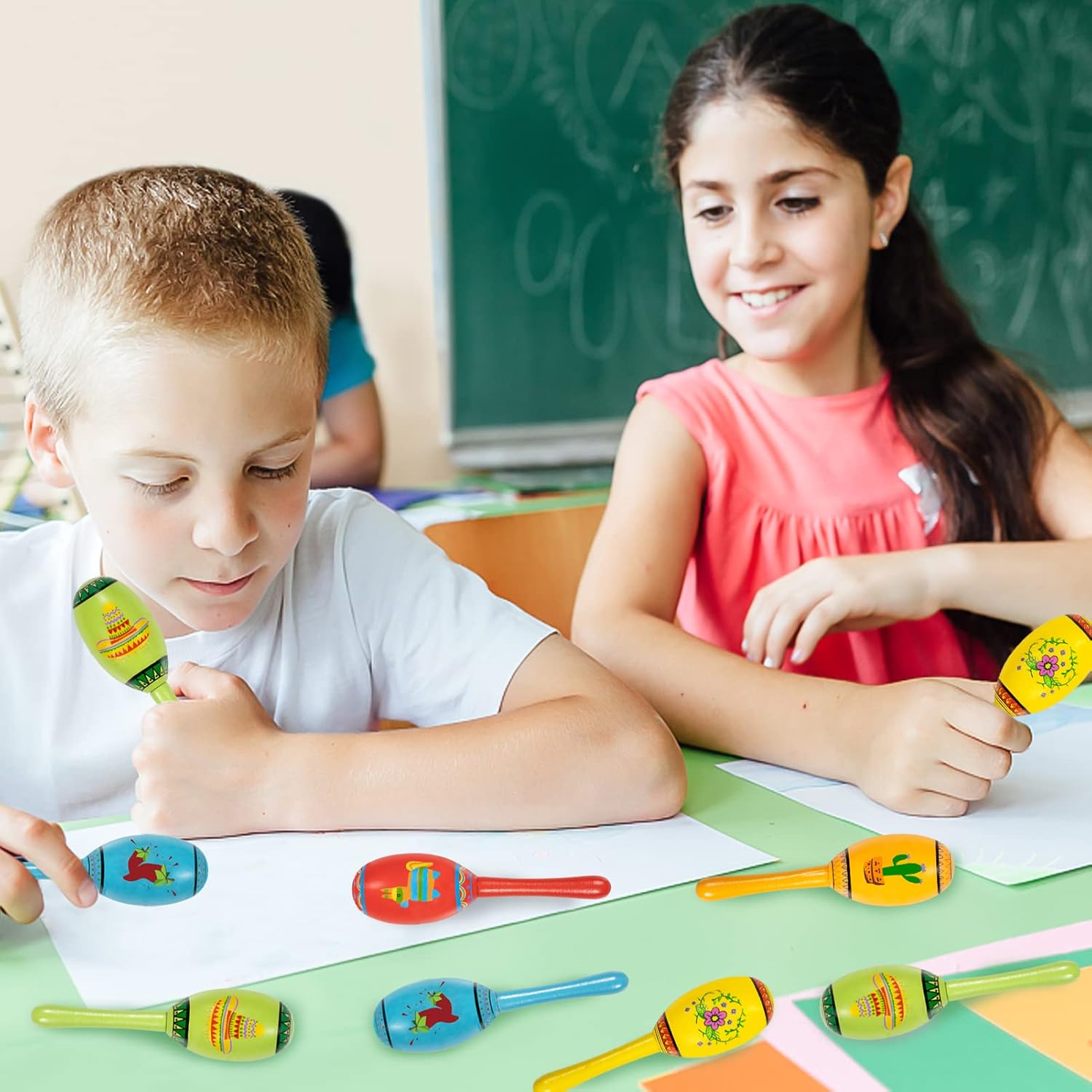 25Pcs Mexican Fiesta Party Favors Mini Wooden Maracas for Kids Mexican Fiesta Themed Birthday Baby Shower Cinco De Mayo Taco Tuesday Party Pinata Goodie Bag Stuffers Class Valentines Exchange Gifts