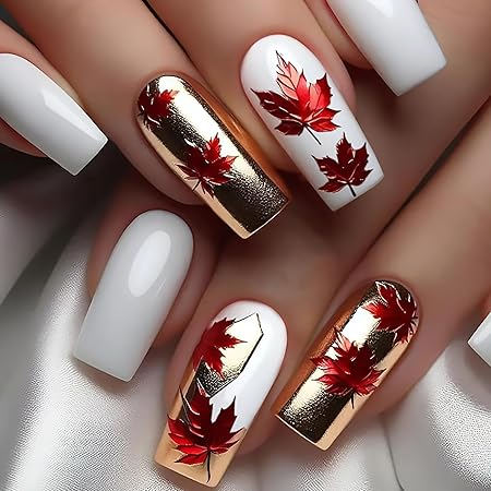 Red Maple Leaf Design Autumn Gold