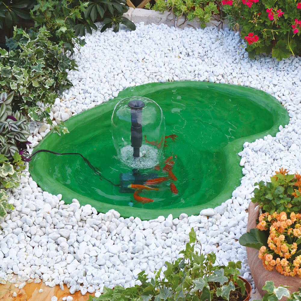 Giardini d'Acqua Laghetto da Giardino Kit Completo Modello Caldonazzo 110 x 78 + Pompa Ricircolo Stagno Artificiale 90 Lt Pompa Inclusa Vasca Pesci Piante Tartarughe