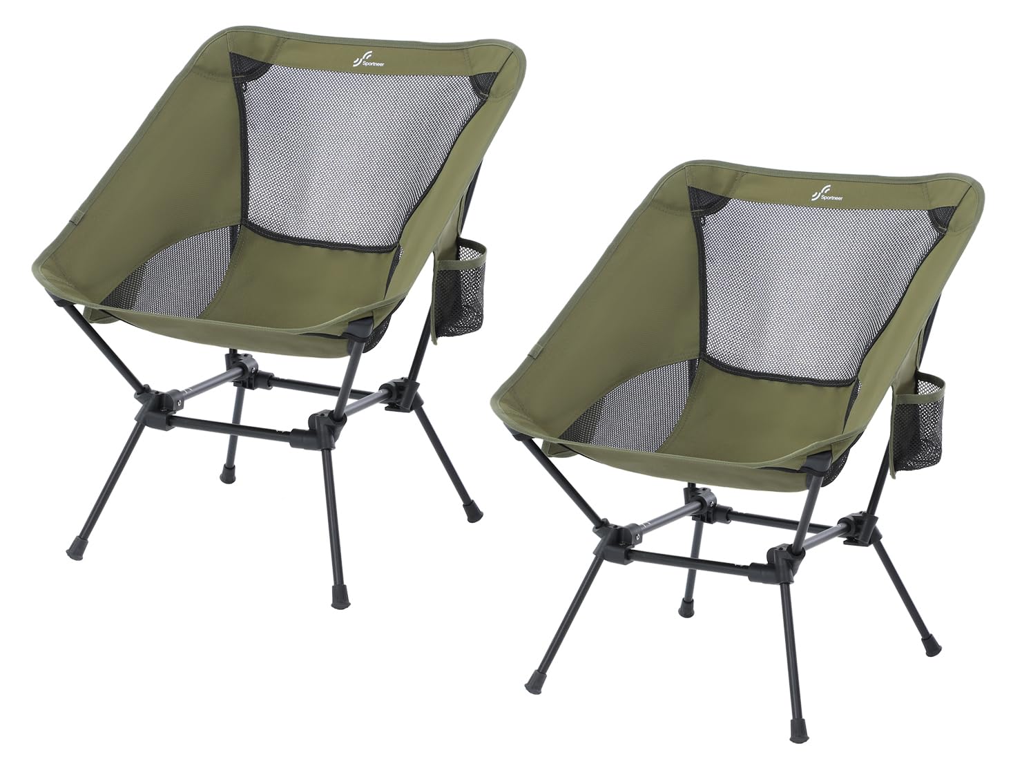 Sportneer Sedie da Campeggio, Leggere per Esterni, con 2 Tasche Laterali e Borsa portaoggetti, sedie Pieghevoli e Portatili, per Campeggio, Escursionismo, Prato, Picnic, Spiaggia, Viaggi all'aperto