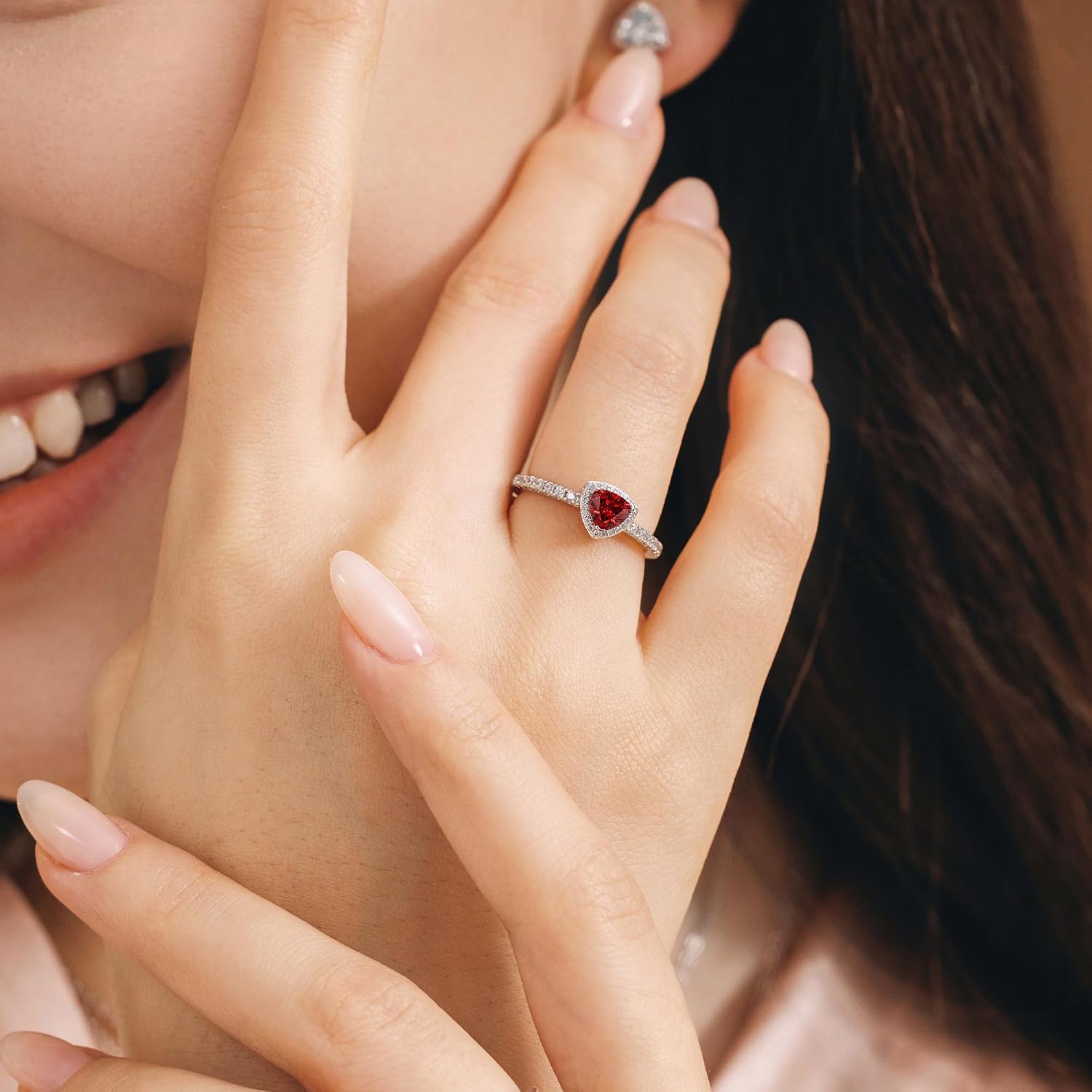 FANCIME Birthstone Ring for Women 925 Sterling Silver Leroy Triangle Gemstone Promise Engagement Ring, Elegant Wedding Jewelry Gift Symbolizing Balance of Love (Size 5-9)