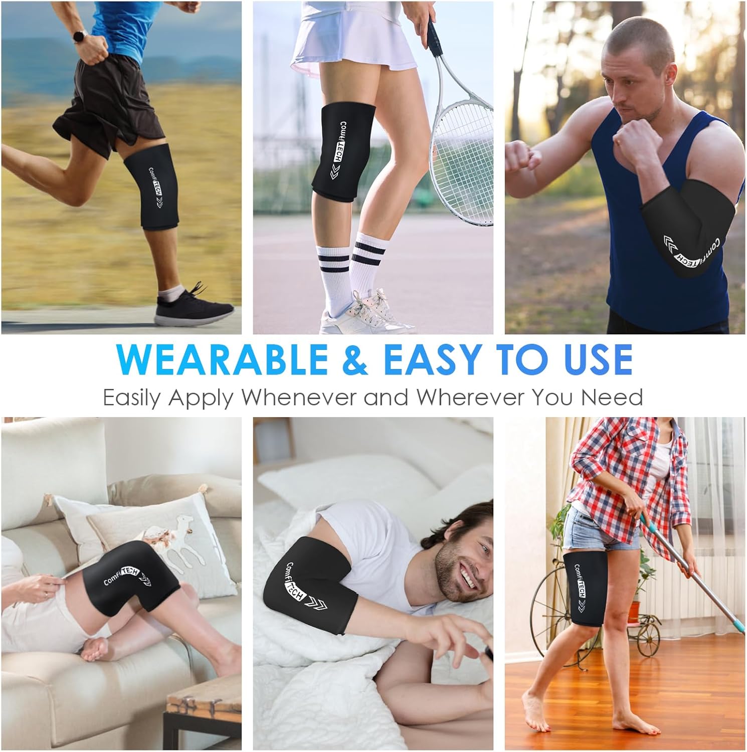 Comfitech Knee Ice Sleeve for Cooling Application, Flexible Cold Gel Pack Reusable, Medium