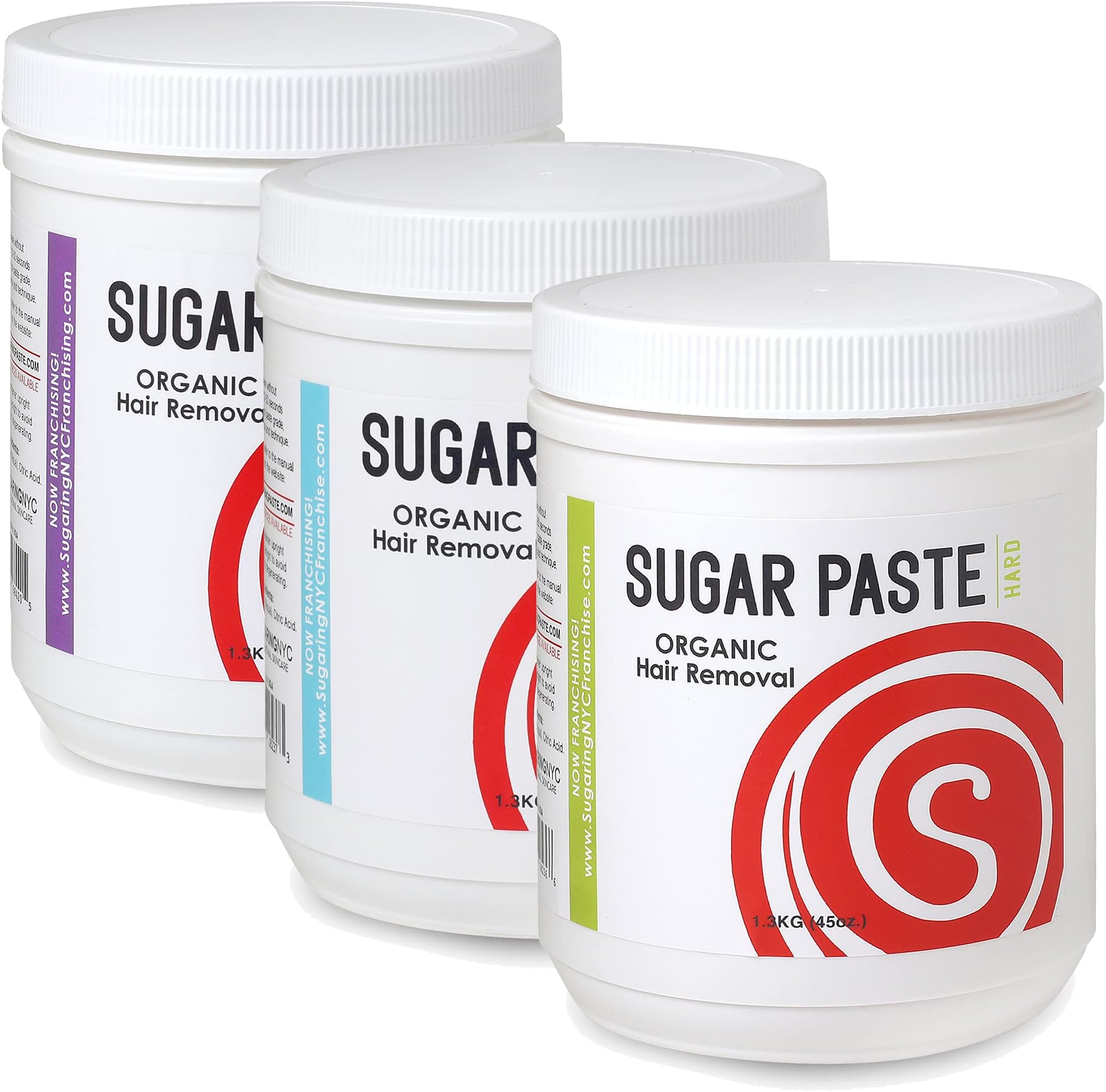 Sugaring Hair Removal Kit - Soft, Medium, Hard Paste Trio Pack - Beginer Set for Sugaring Business