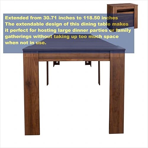 Miniatura 17 de Mesa de comedor plegable para 6 a 12 personas, mesa auxiliar de 30.71 pulgadas, mesa de consola extensible de 118.50 pulgadas, ahorro de espacio