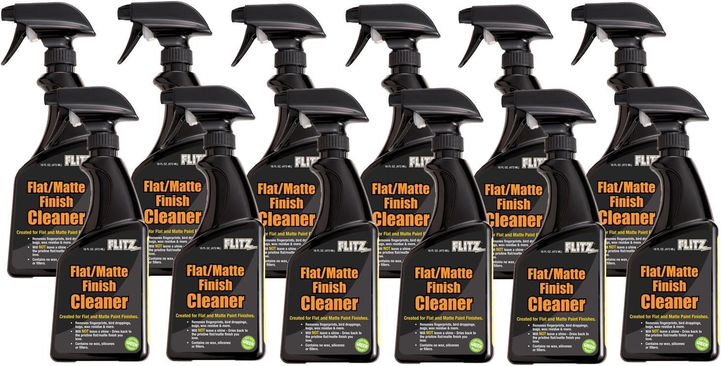 Flitz Flat Matte Finish Cleaner - 16oz Bottle of USA-Made Vinyl Wrap Spray to Easily Remove Grease, Wax, Dust, & More - Quick Drying Matte Paint Cleaner - Ideal for Cars, Motorcycles (3 Pack)