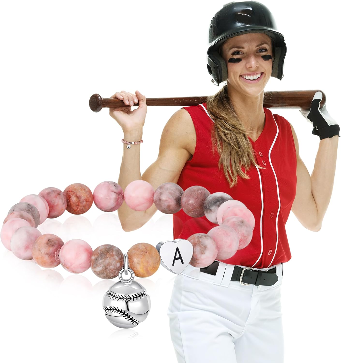 C-leen Softball Valentines Gifts for Girls Women - Natural Beads Softball Bracelet Sports Accessories Stuff Valentines Day Birthday Jewelry Gifts for Ball Lover - Image 5