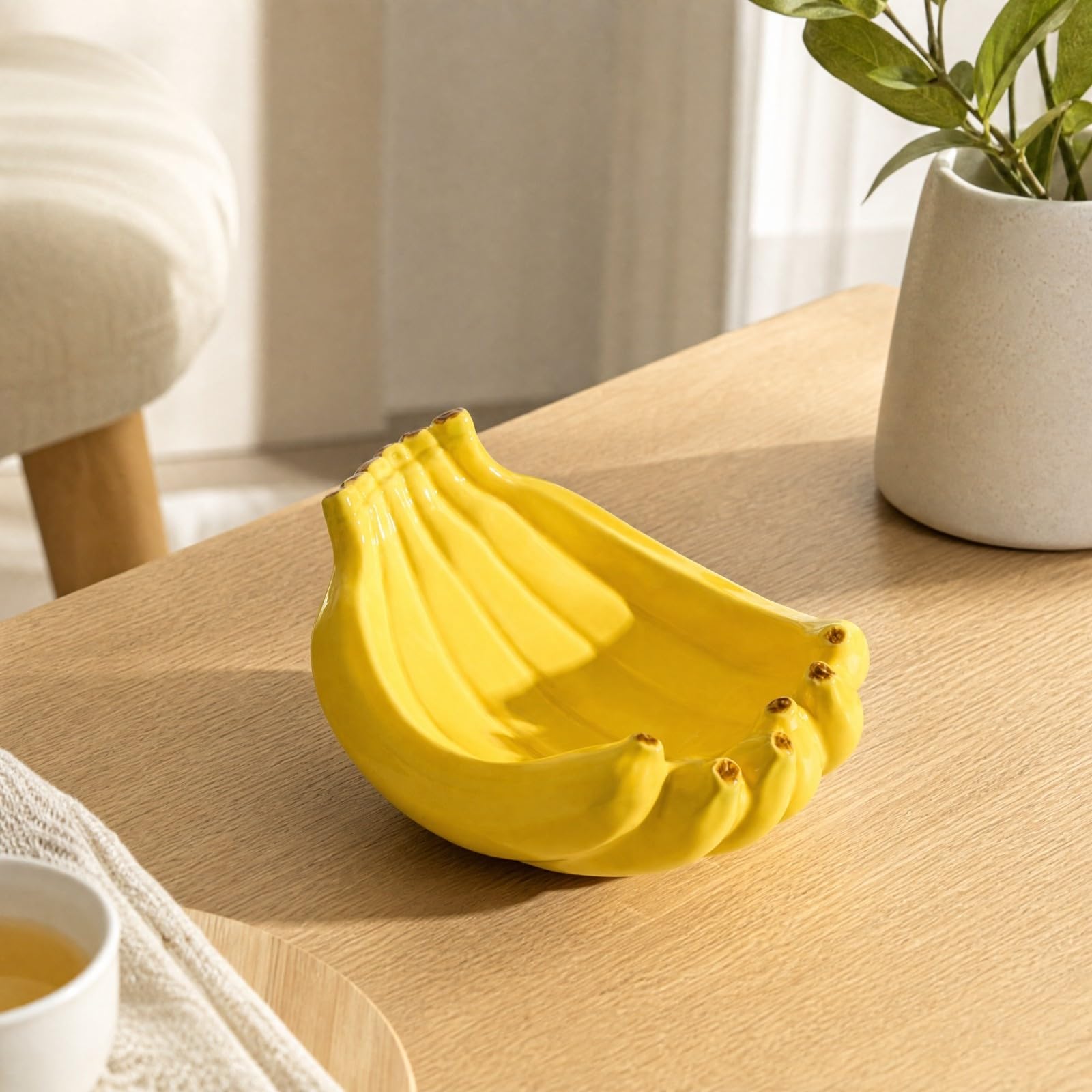 à Fruits En Forme Régime Bananes Brillant Plat à Bananes En Céramique Polyvalent Bol Collation Décoratif pr Décoration D'intérieur