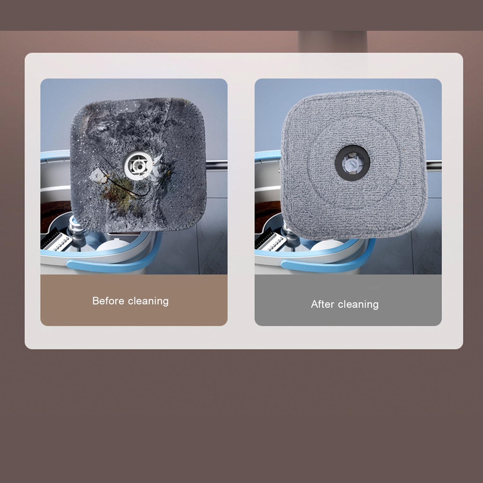 Fabater Juego de Cubo y Fregona Giratoria, de Separación de Agua, Cabezal de Fregona Cuadrado de Escurrido Automático, Juego de Cubo de Giratorio de 360 ​​Grados con Dientes Raspadores para Suelos de
