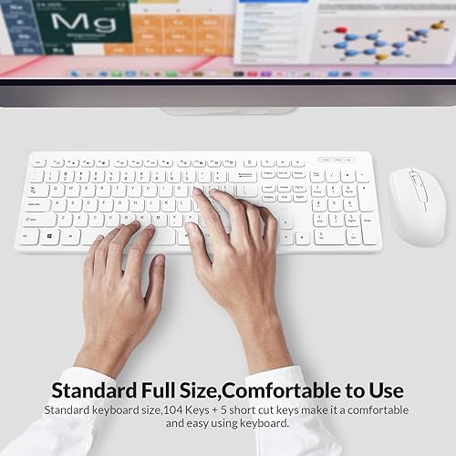 Miniatura 8 de Combo de teclado y mouse inalámbricos teclado estándar Rii para PC de oficina y ratones inalámbricos ópticos (blanco)