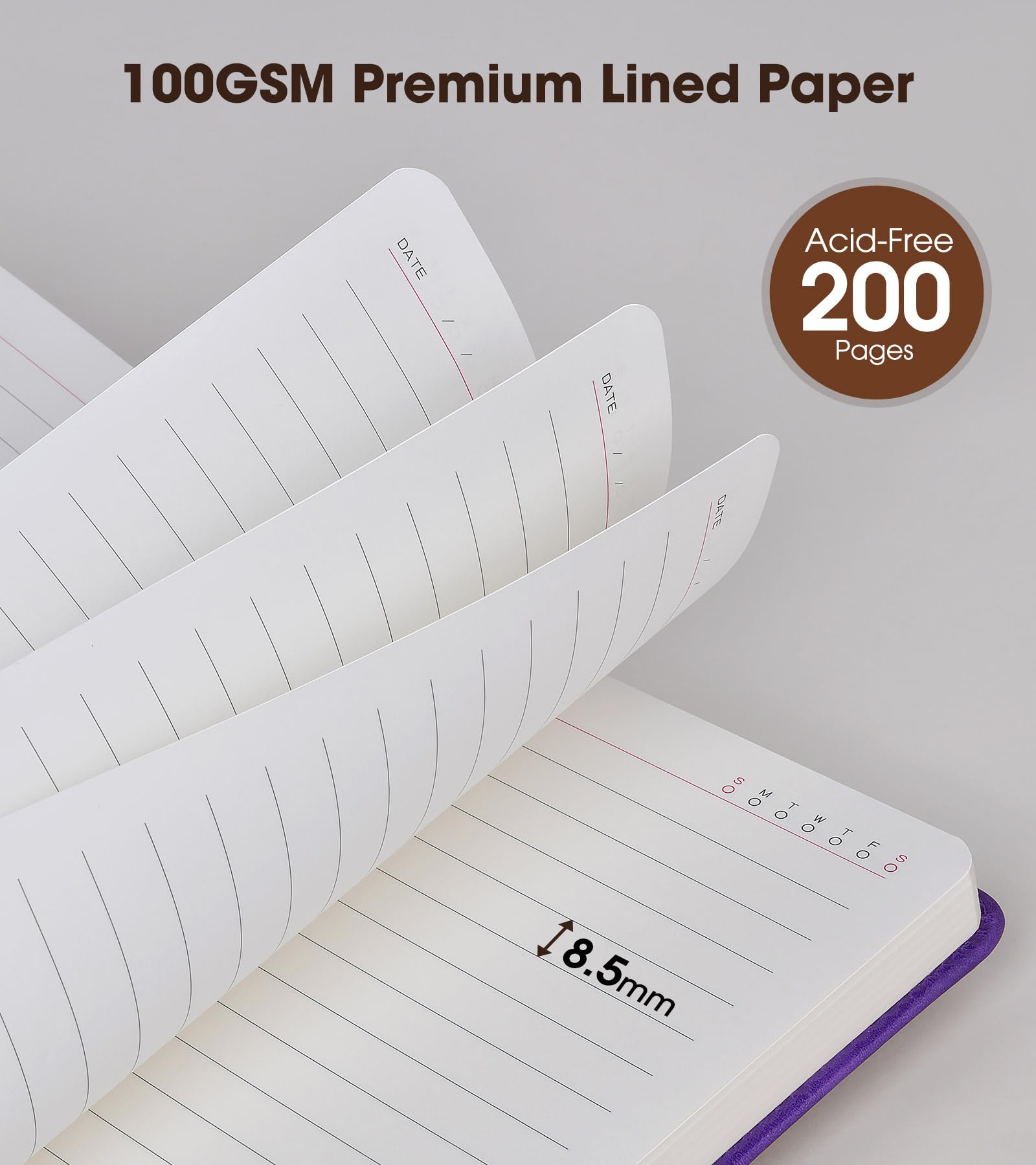 Notizbuch, A5, liniert, Leder, für Männer und Frauen, 15 x 21 cm, personalisiertes Hardcover-Tagebuch mit Stift, 200 Seiten, 100 g/m² dickes, liniertes Papier, Tageskalender für Schule, Reisen,