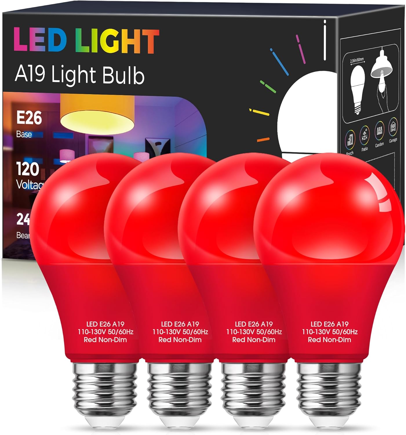 Green 9W LED Decorative Light Bulbs, 4-Pack