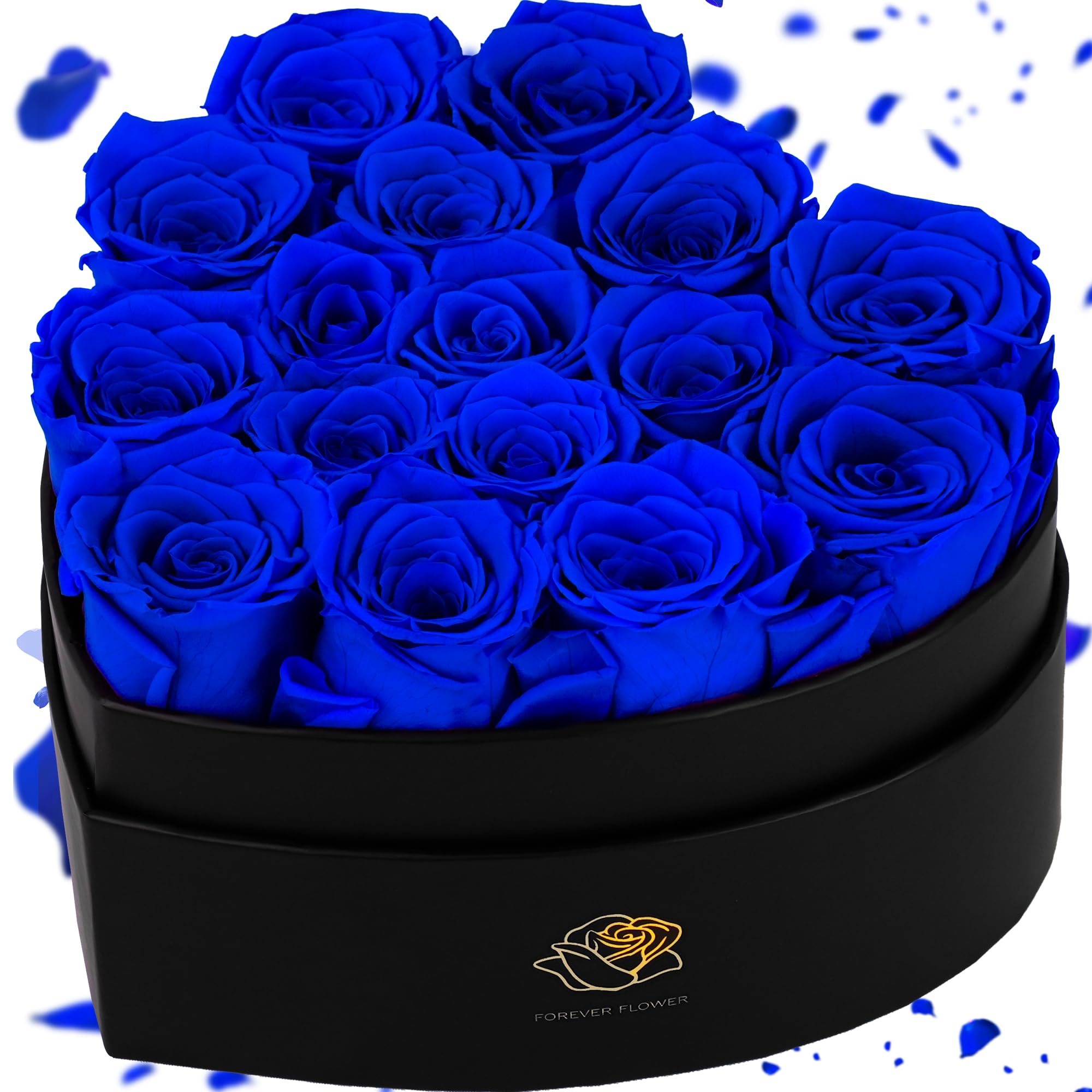 Rosas inmortales que duran un año, flores reales preservadas en caja de corazón para enamorar.