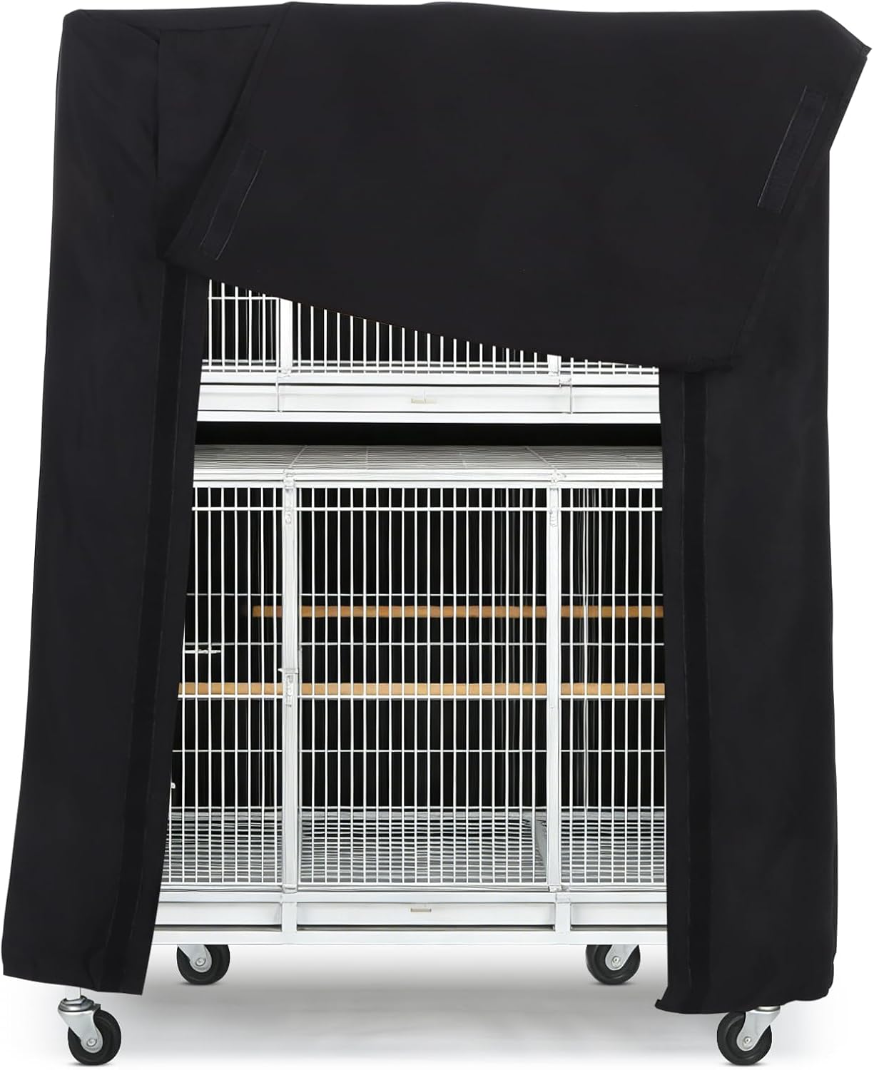 POPETPOP Universal Bird Cage Cover, Good Night Parrot Cage Cover for Birdcage Accessories, Washable&Breathable (Black, Large)