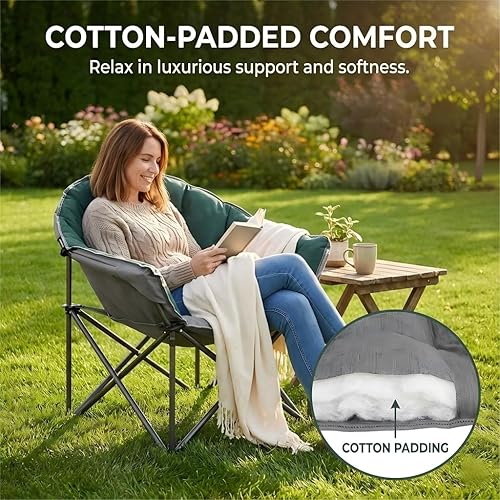 Miniatura 4 de Colorsoul Sillas de campamento de gran tamaño, resistentes, sillas de campamento plegables con relleno completo para adultos con portavasos, sillas