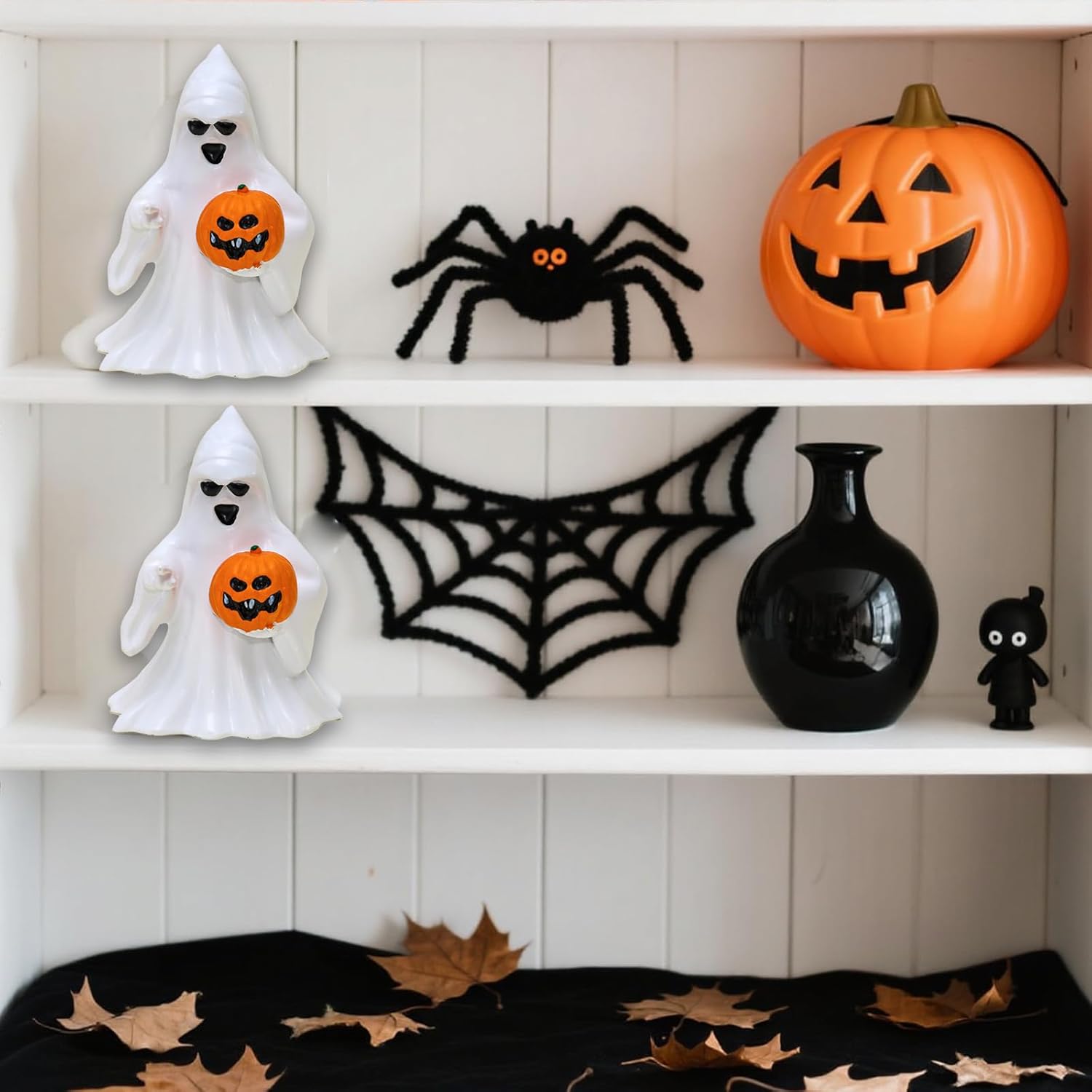 ハロウィンの幽霊の置物 - 不気味な樹脂ゴースト像、かわいい指で不気味な装飾、ハロウィンの装飾、ポーチや屋内の不気味なホームデコレー