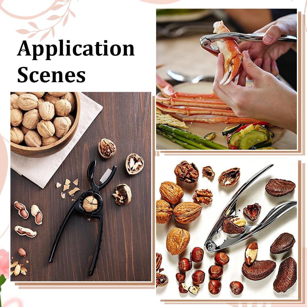 3Pcs Nut Crackers Tools Pecan Cracker Walnut Clip Heavy Duty Nutcracker with Non-Slip Handle Heavy Duty Crab Cracker Tool with Nut Picks for Kitchen Home Party Outdoor Quickly Peeling