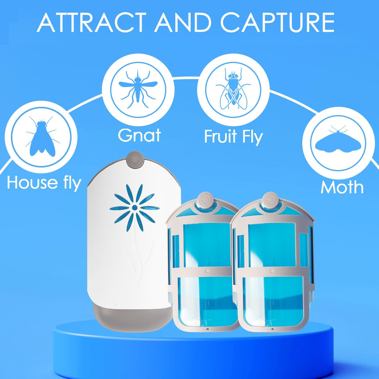 2 trampas para insectos voladores para interiores, atrapamoscas enchufables para mosquitos, captura moscas de la fruta, mosquitos y mosquitos, trampas para mosquitos para casa interior