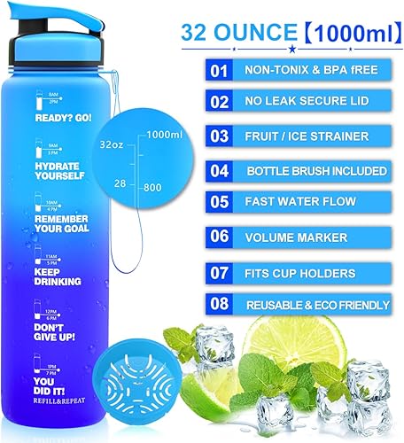 Miniatura 2 de Botella de agua deportiva ecológica de 20 onzas a prueba de fugas, sin BPA, botella de plástico para bebidas, ideal para viajes, caminatas,